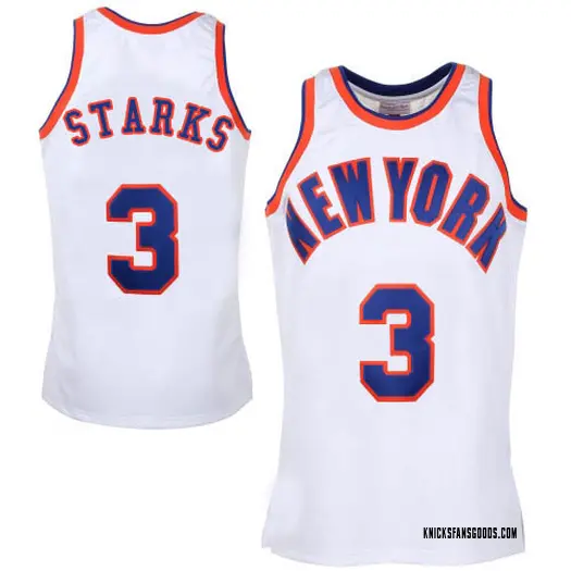 Men's John Starks New York Knicks Mitchell and Ness Authentic White Throwback Jersey